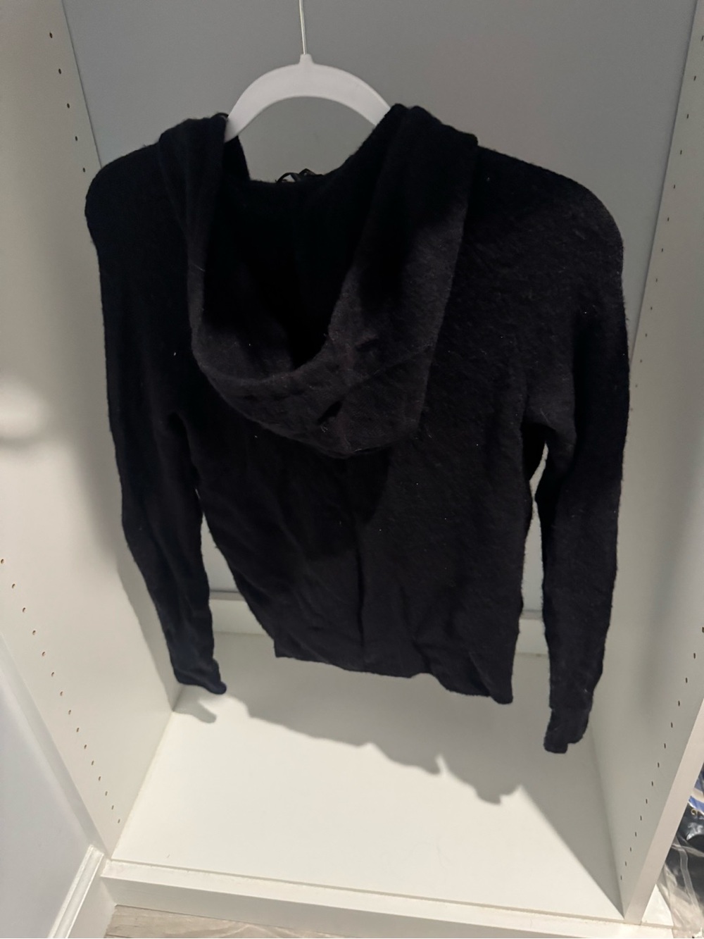 Jcrew Black Hooded Women's Sweater Gold Zipper Wool XXS